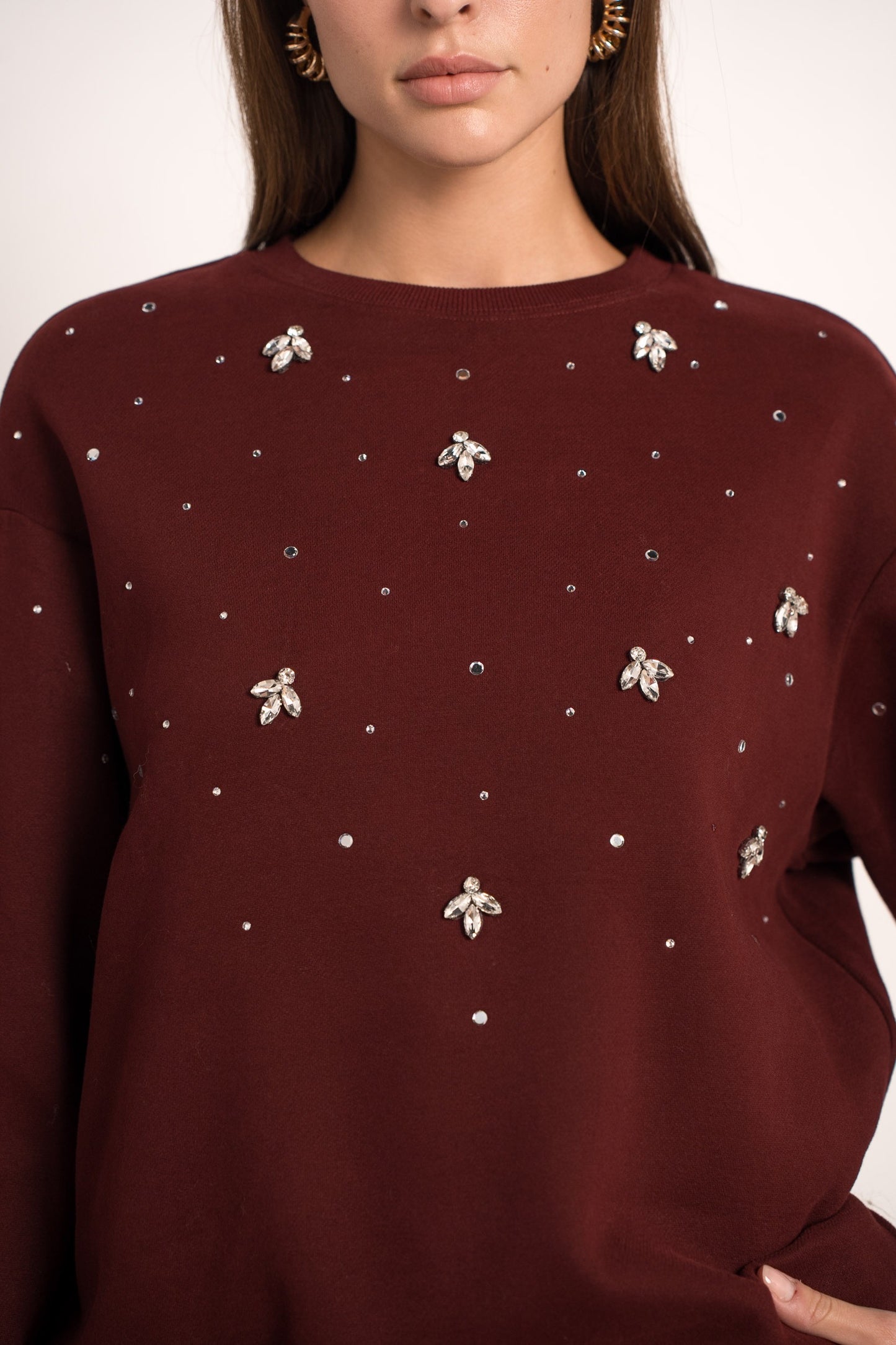 Tammy embellished burgundy sweatshirt