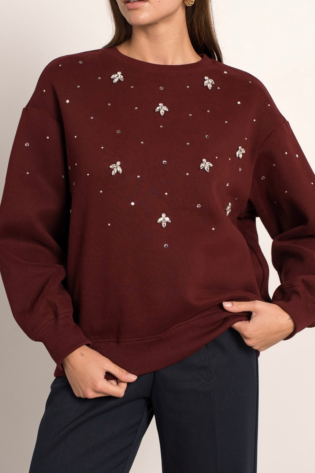 Tammy embellished burgundy sweatshirt
