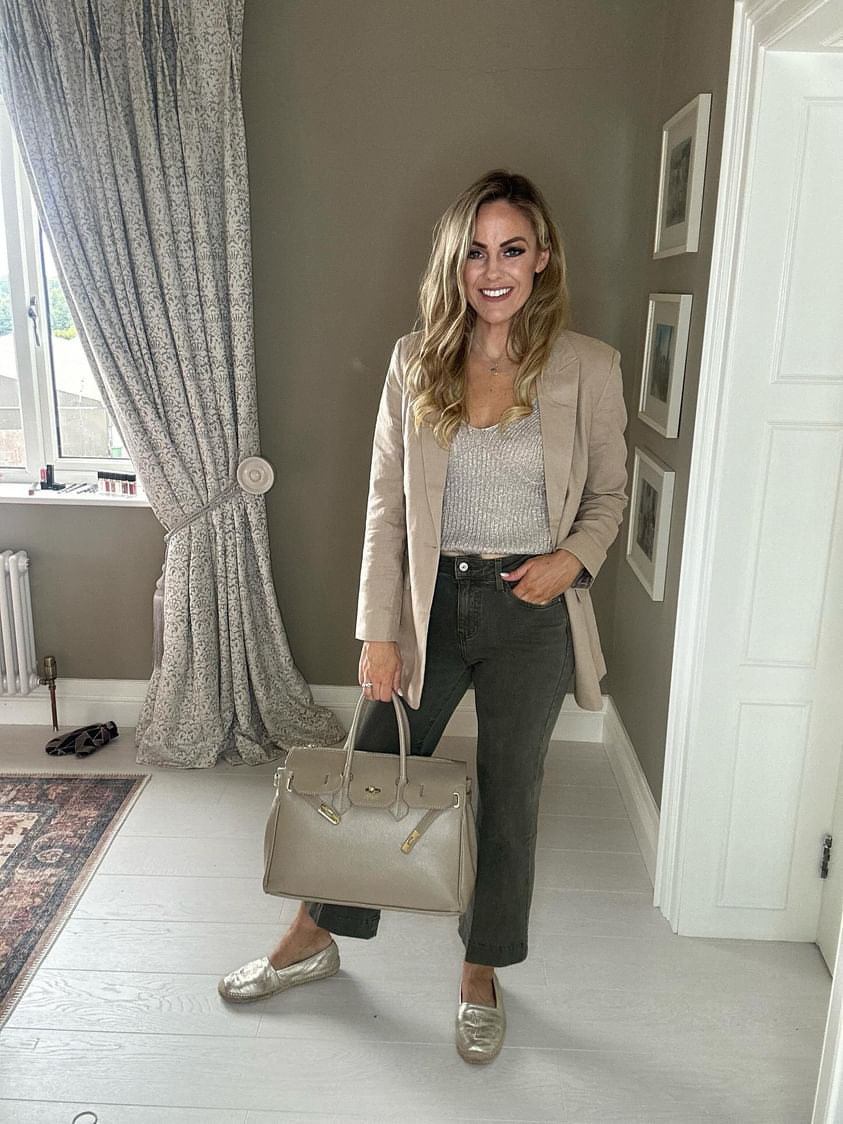 Wide leg khaki jeans