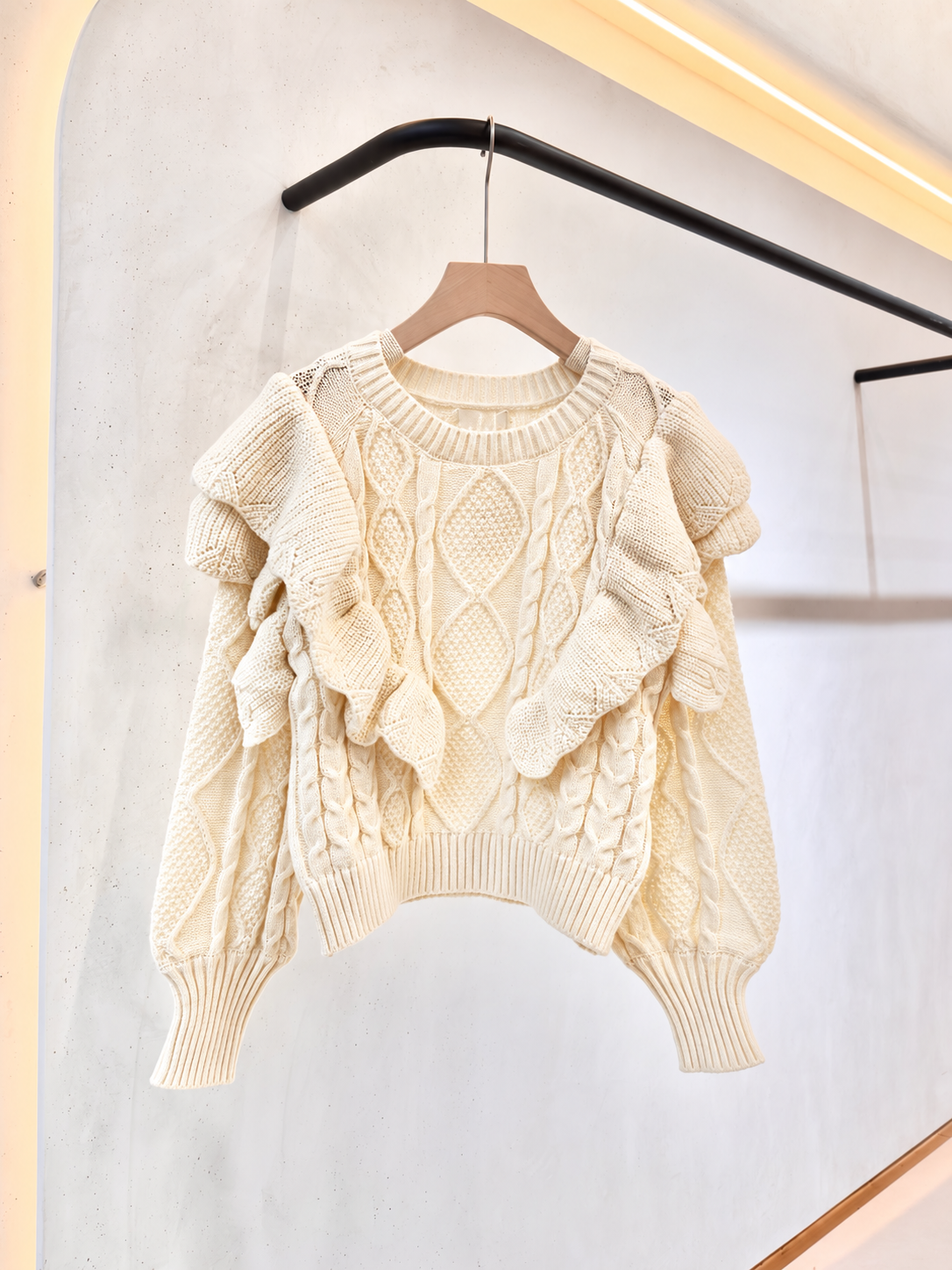 Aine ecru frill sleeve jumper