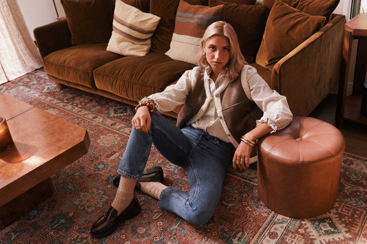 Tara stripe frill collar shirt