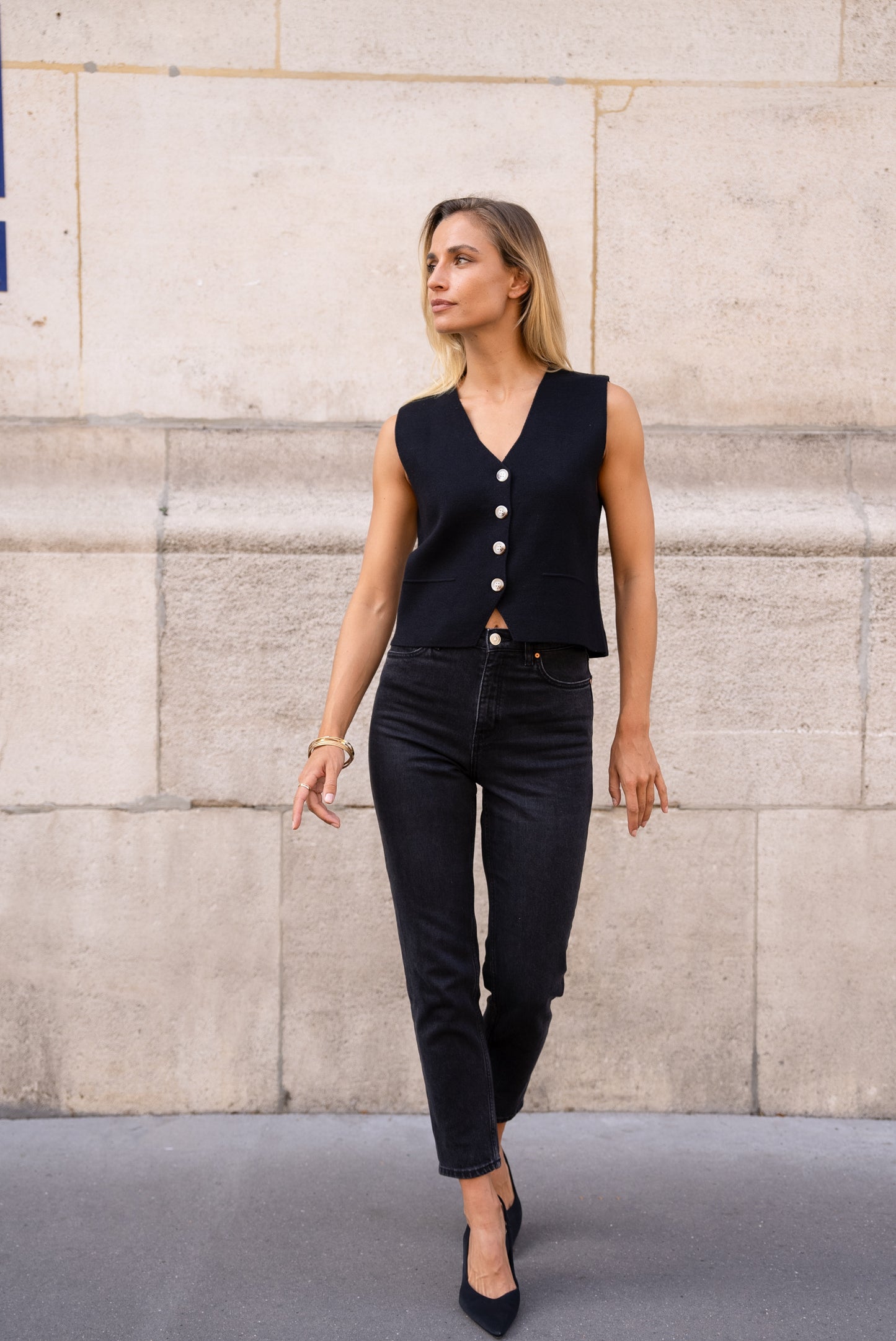 Anna black knit waistcoat