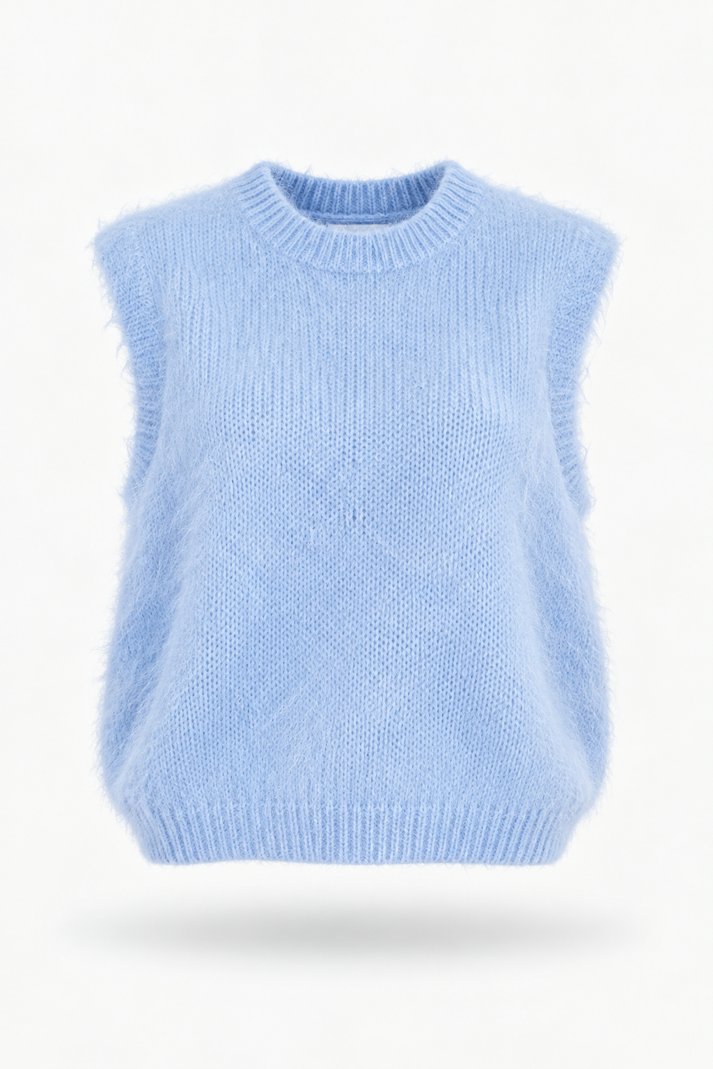 Isla baby blue sleeveless fluffy 82% mohair jumper
