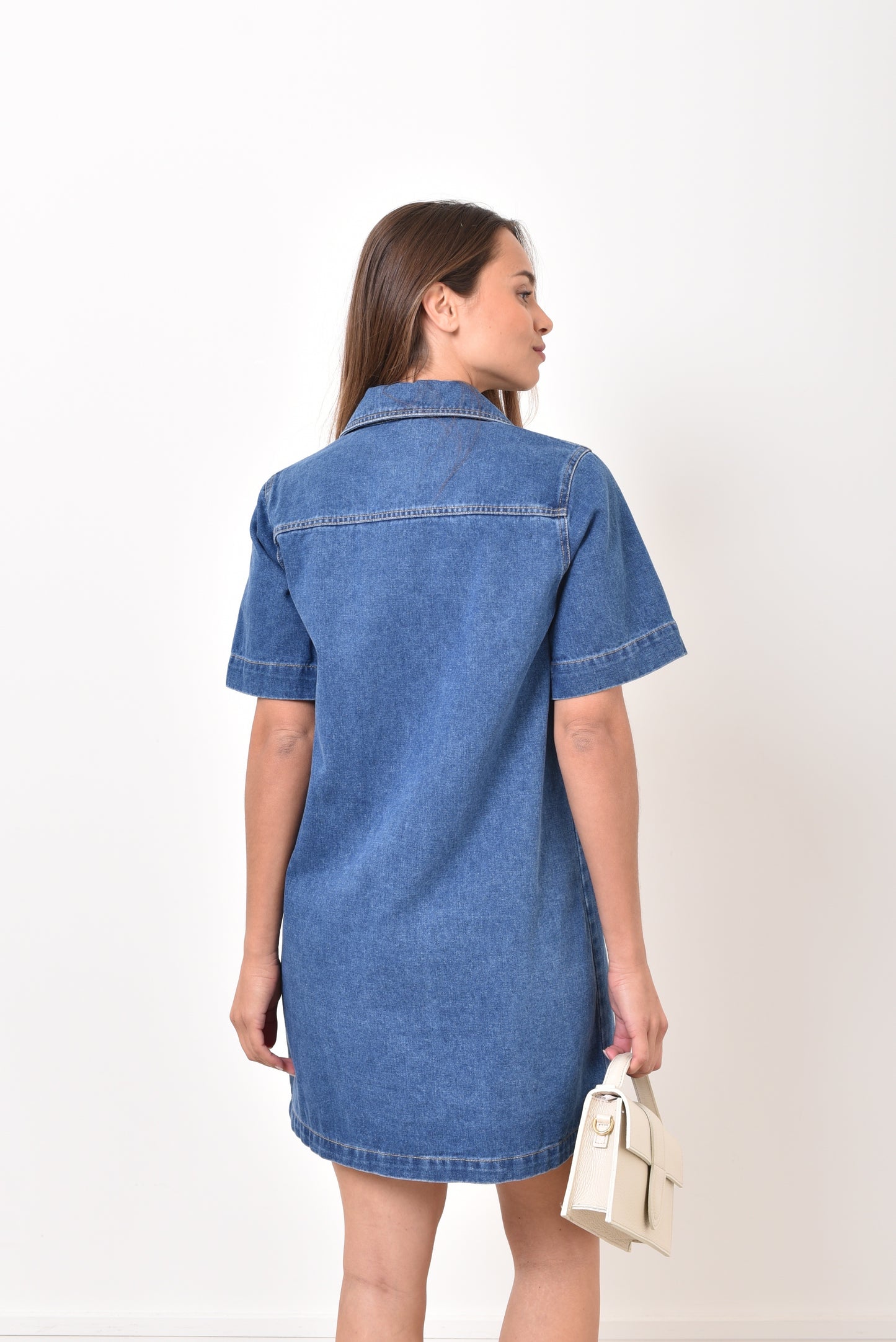 India denim shift dress