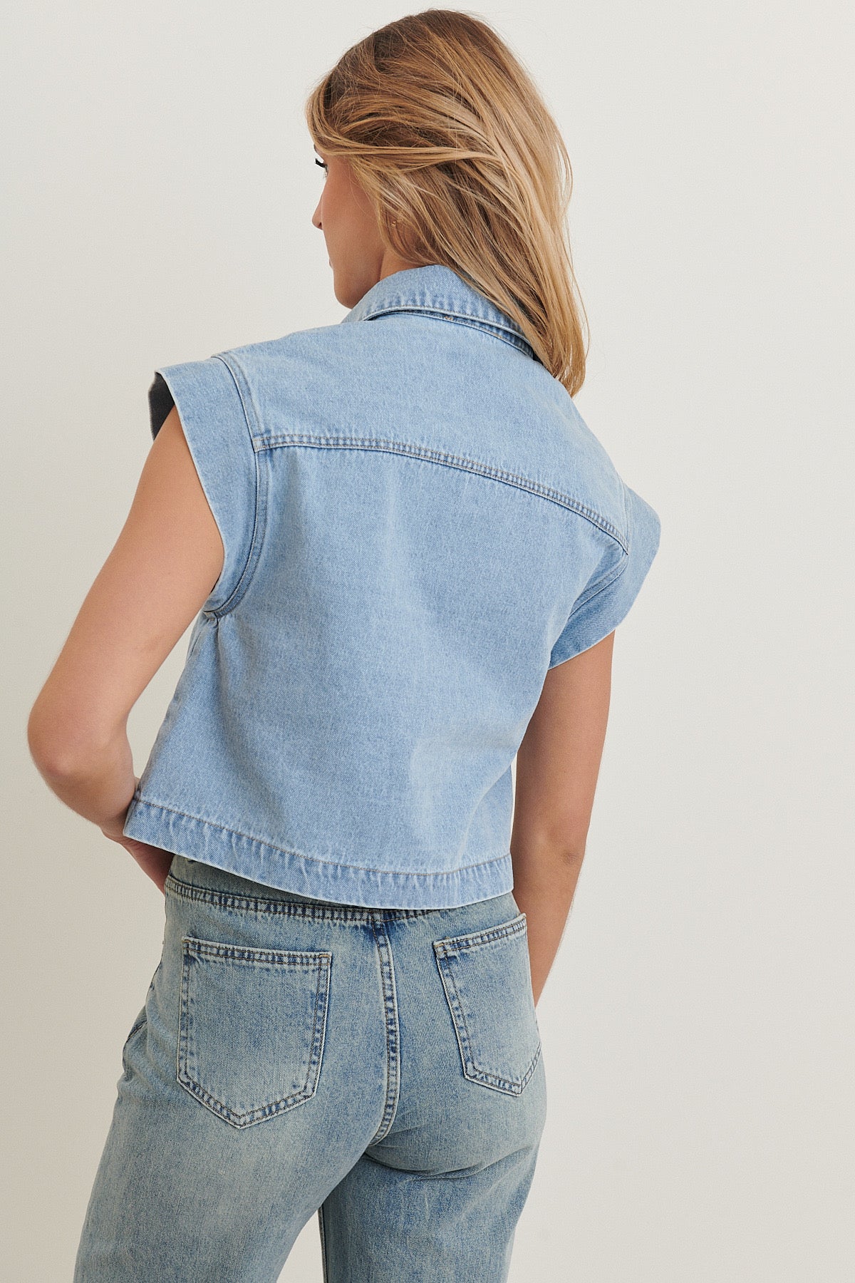 Ruby washed denim waistcoat