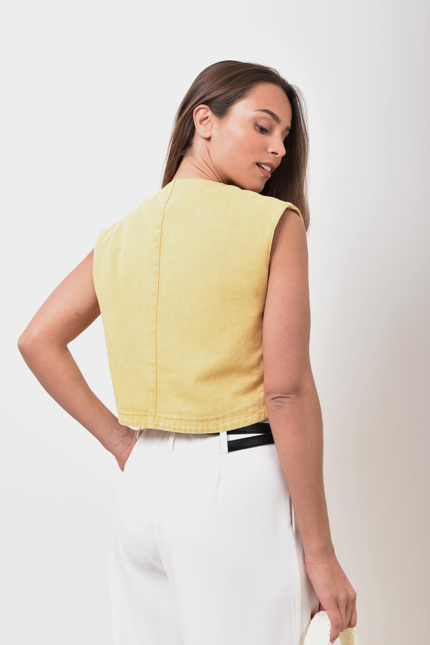 June yellow denim buttoned top