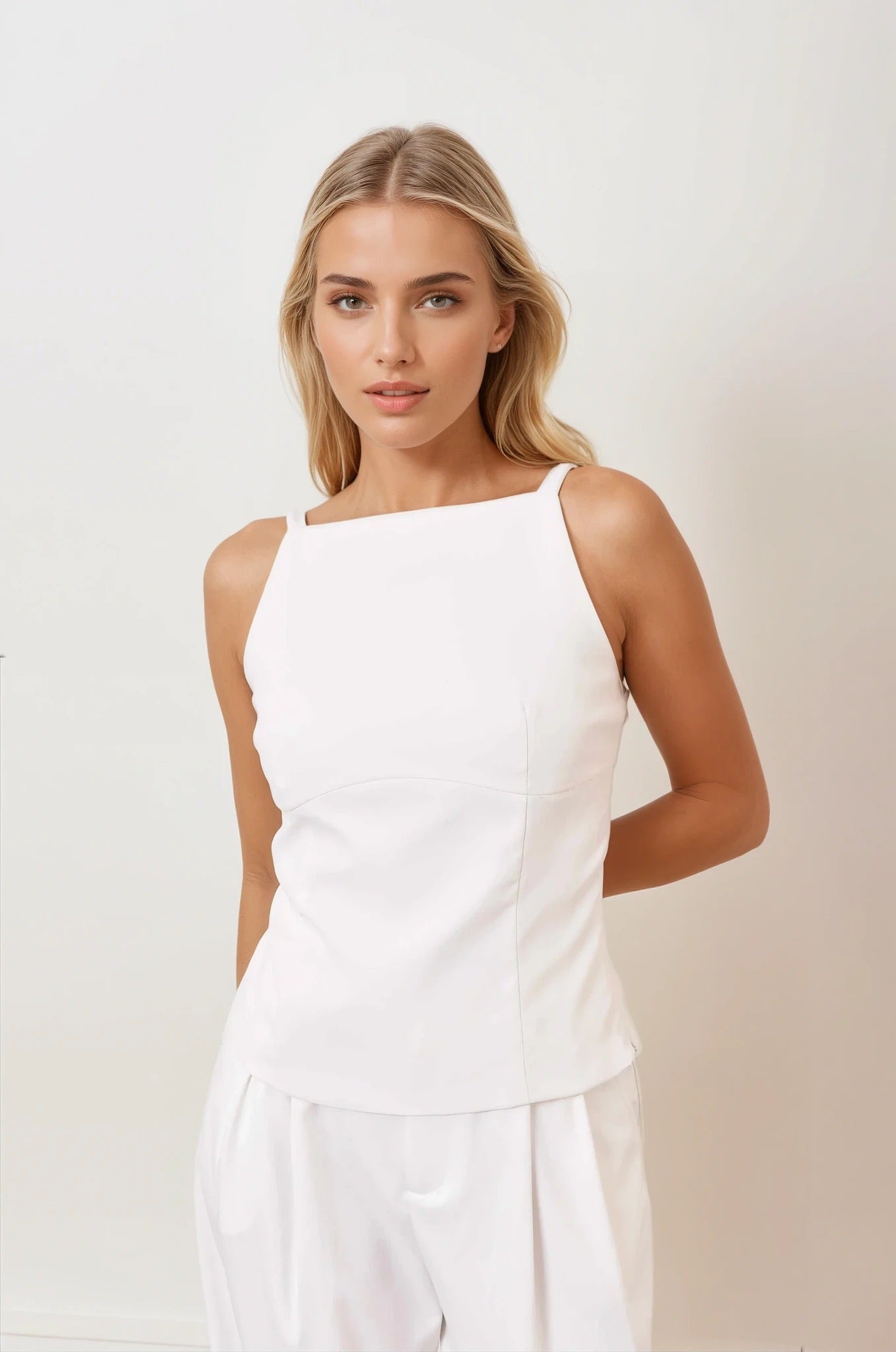 Anita bow back white top