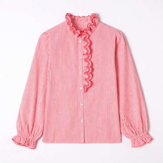 Lilly red striped embroidered blouse