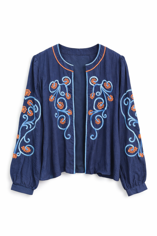 Ottilie navy floral boho jacket