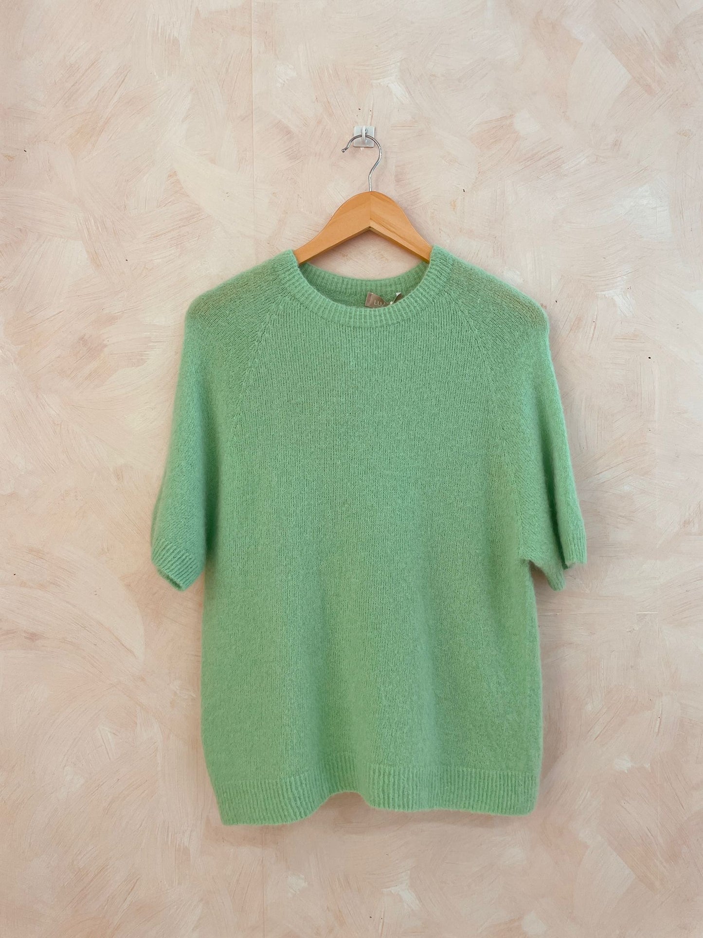 Ava green soft knit short sleeve jumper