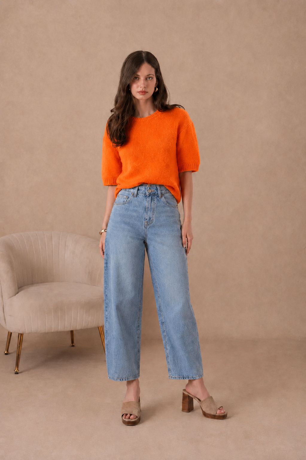 Lottie orange sleeve alpaca jumper