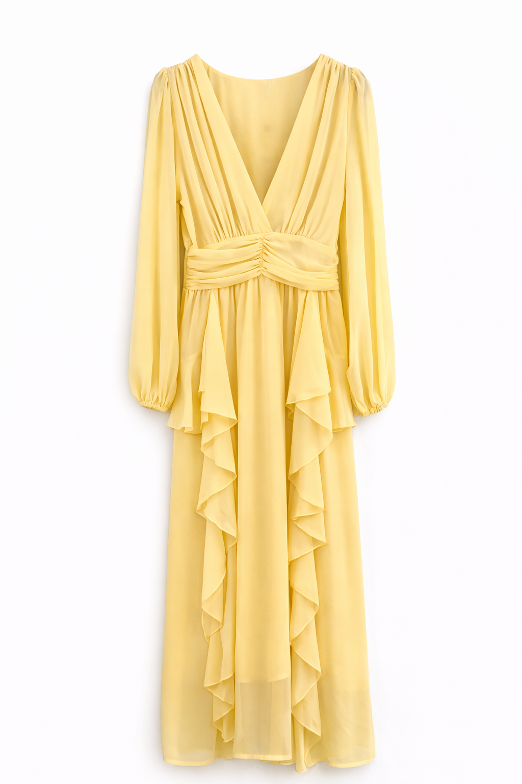 Bella lemon yellow floaty balloon sleeve dress