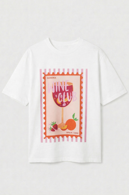 Wine club cotton white Tshirt