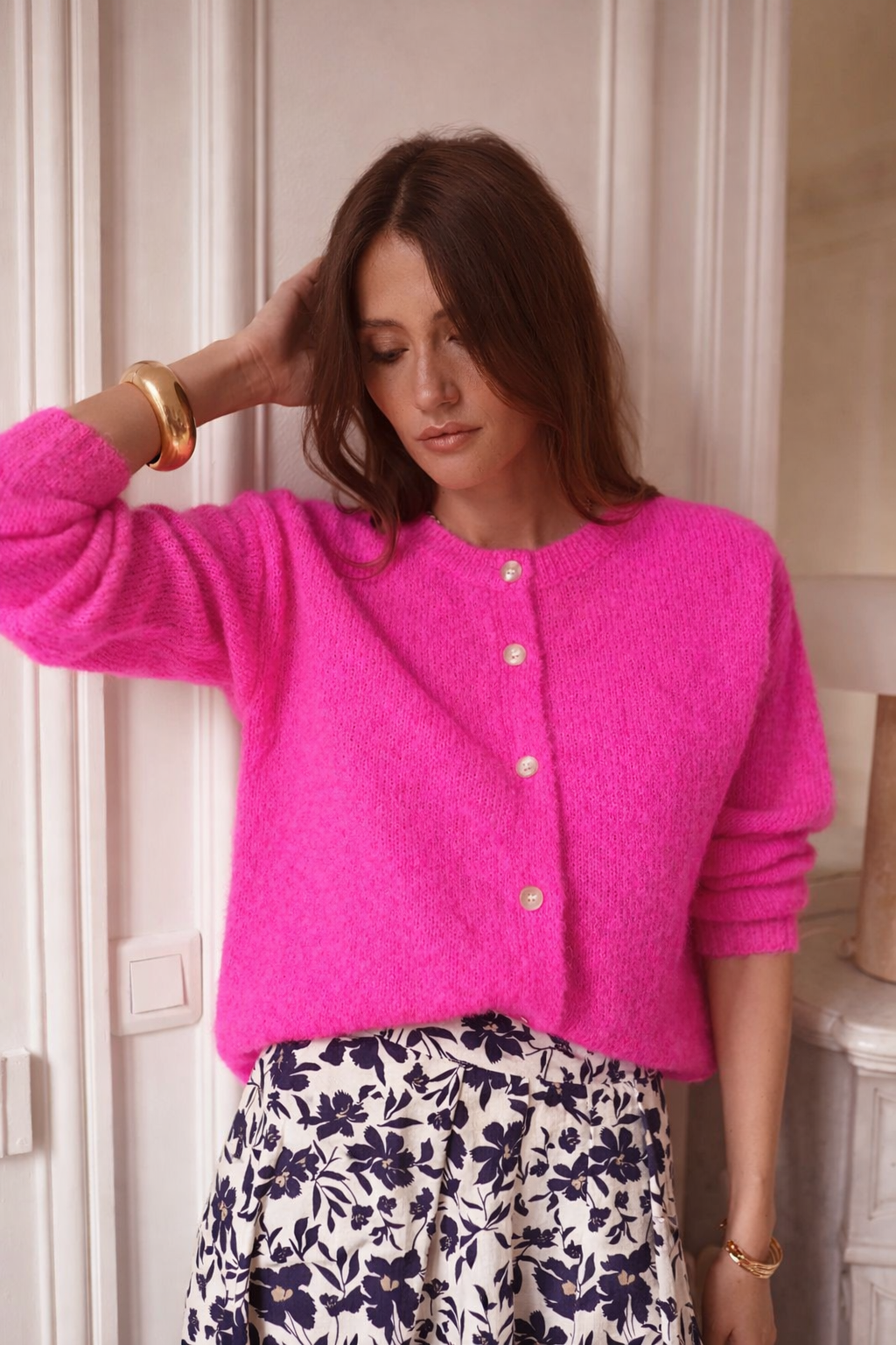 Preorder Harriet neon pink alpaca cardigan