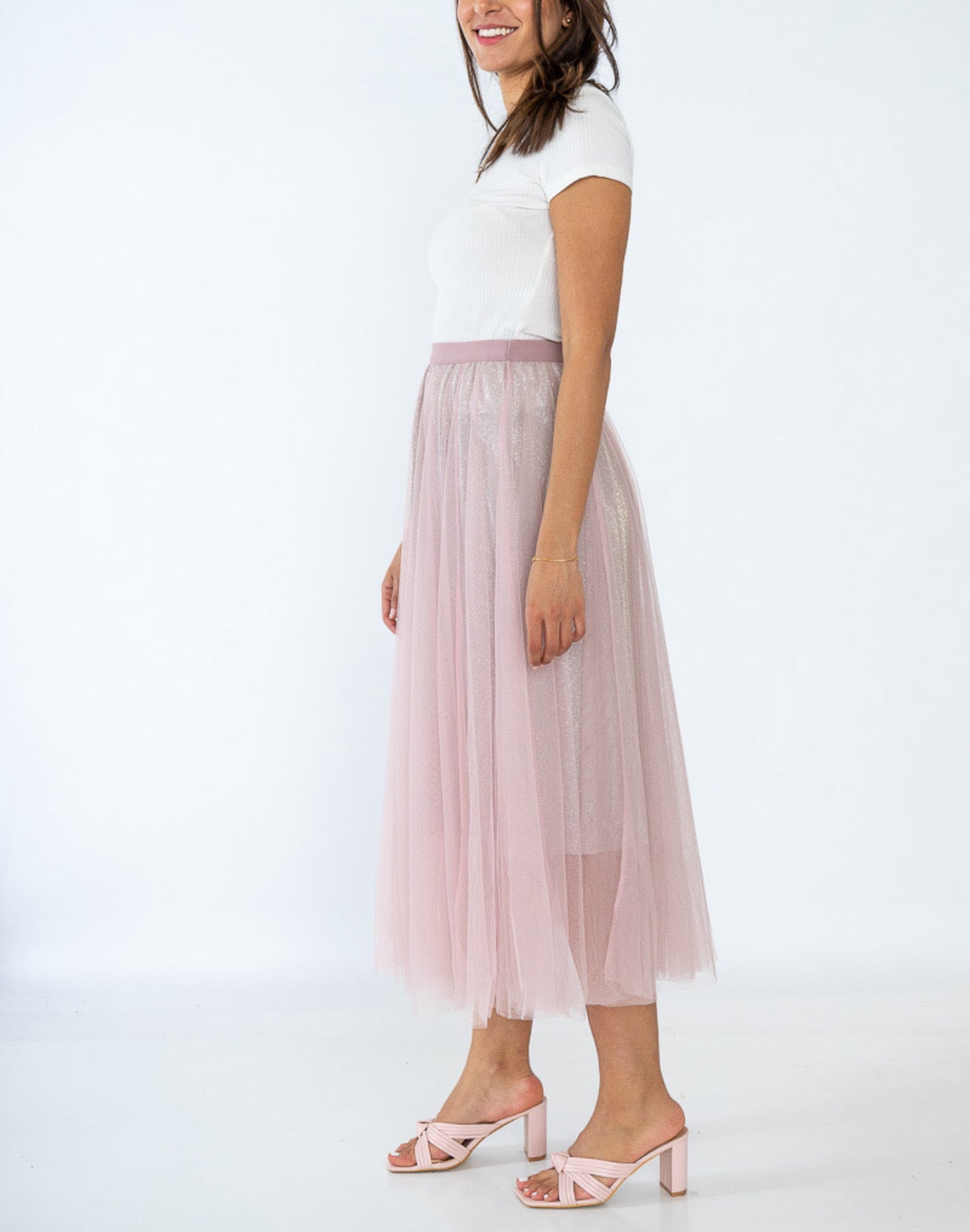 Luna pink glitter tulle skirt