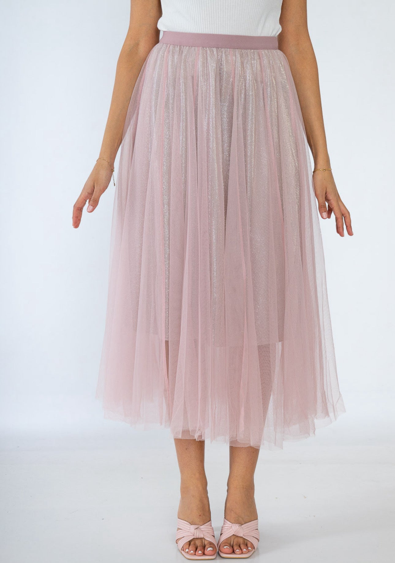 Luna pink glitter tulle skirt