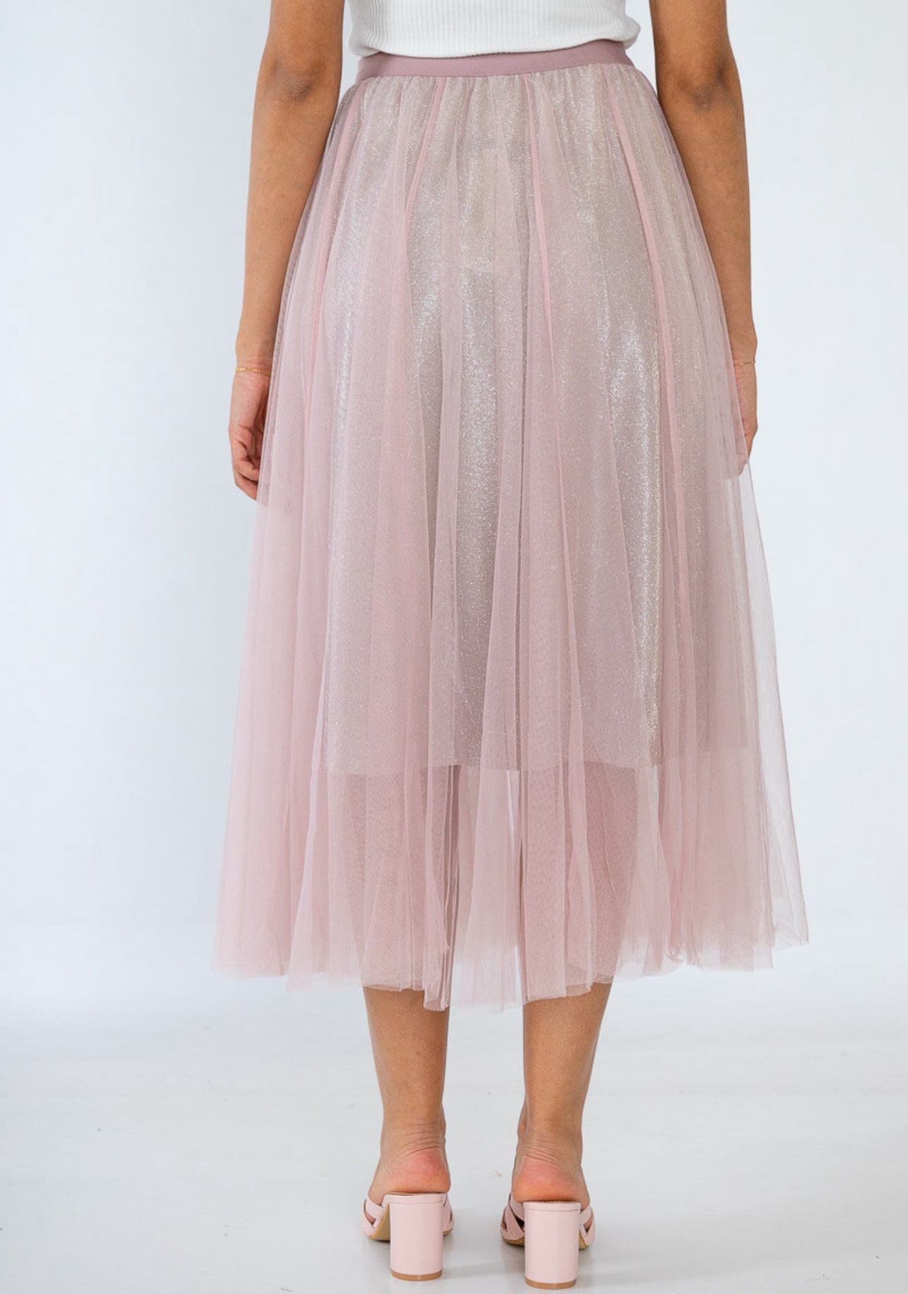 Luna pink glitter tulle skirt