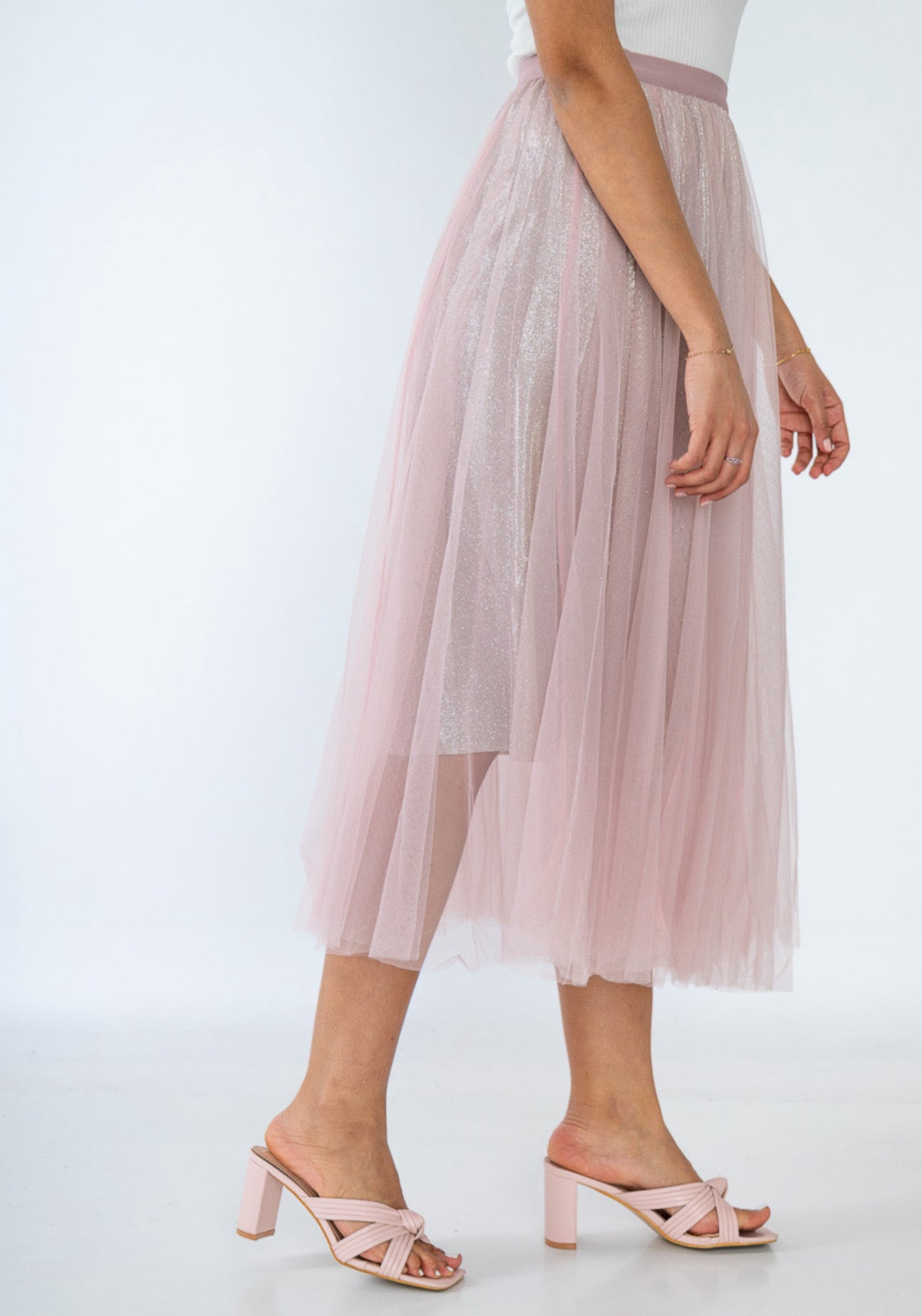 Luna pink glitter tulle skirt