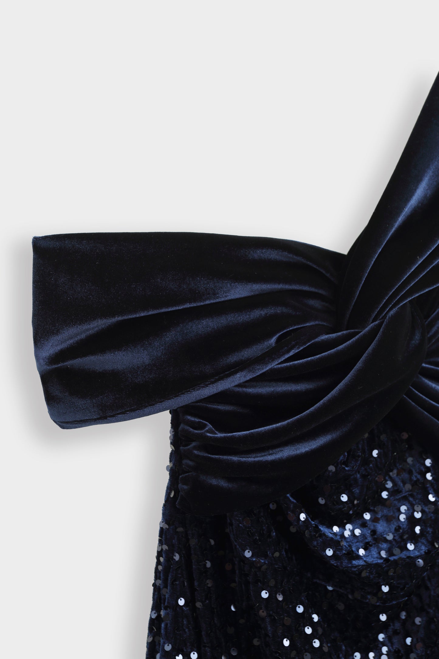 Alison sequin drop shoulder velvet dress navy