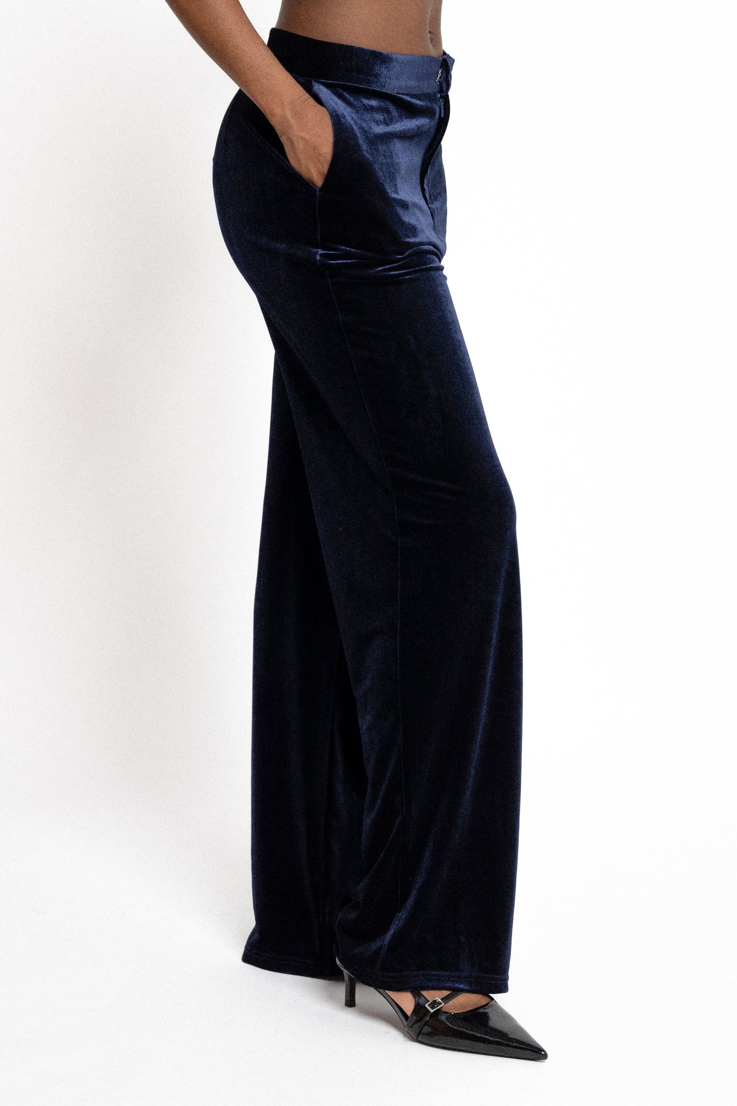 Penny navy blue velvet trousers