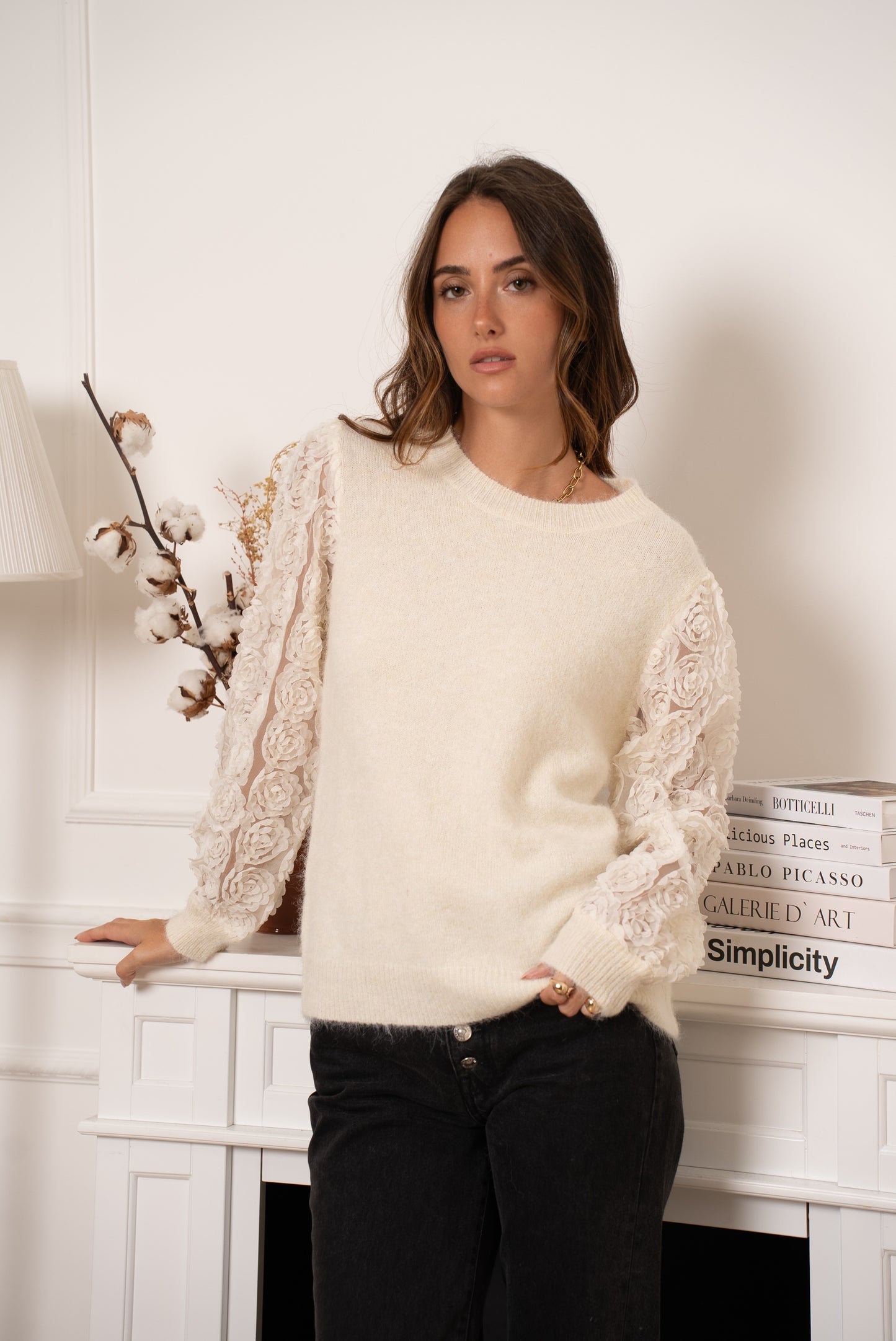 Gemma flower sleeve jumper