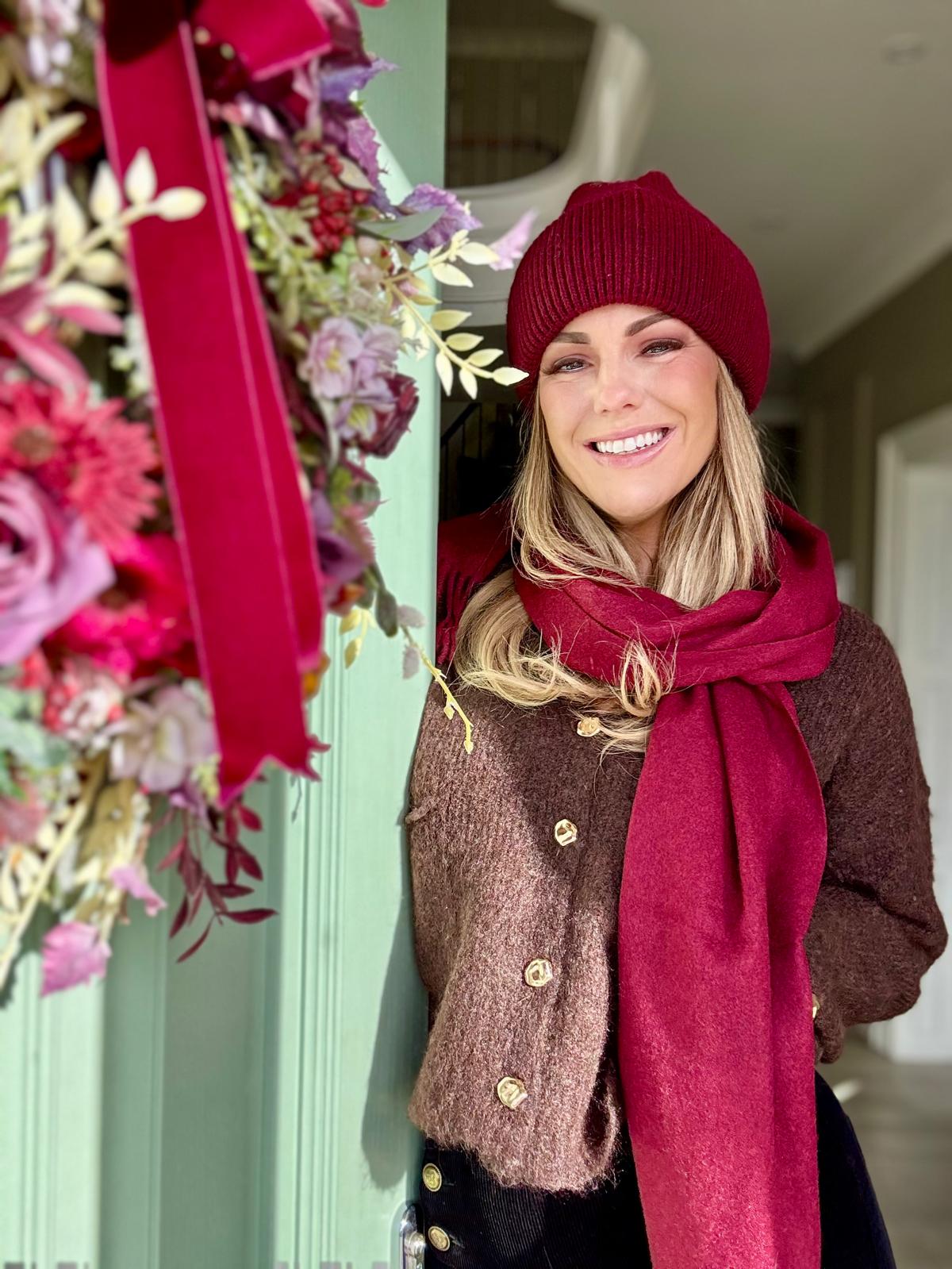 Burgundy wool large scarf