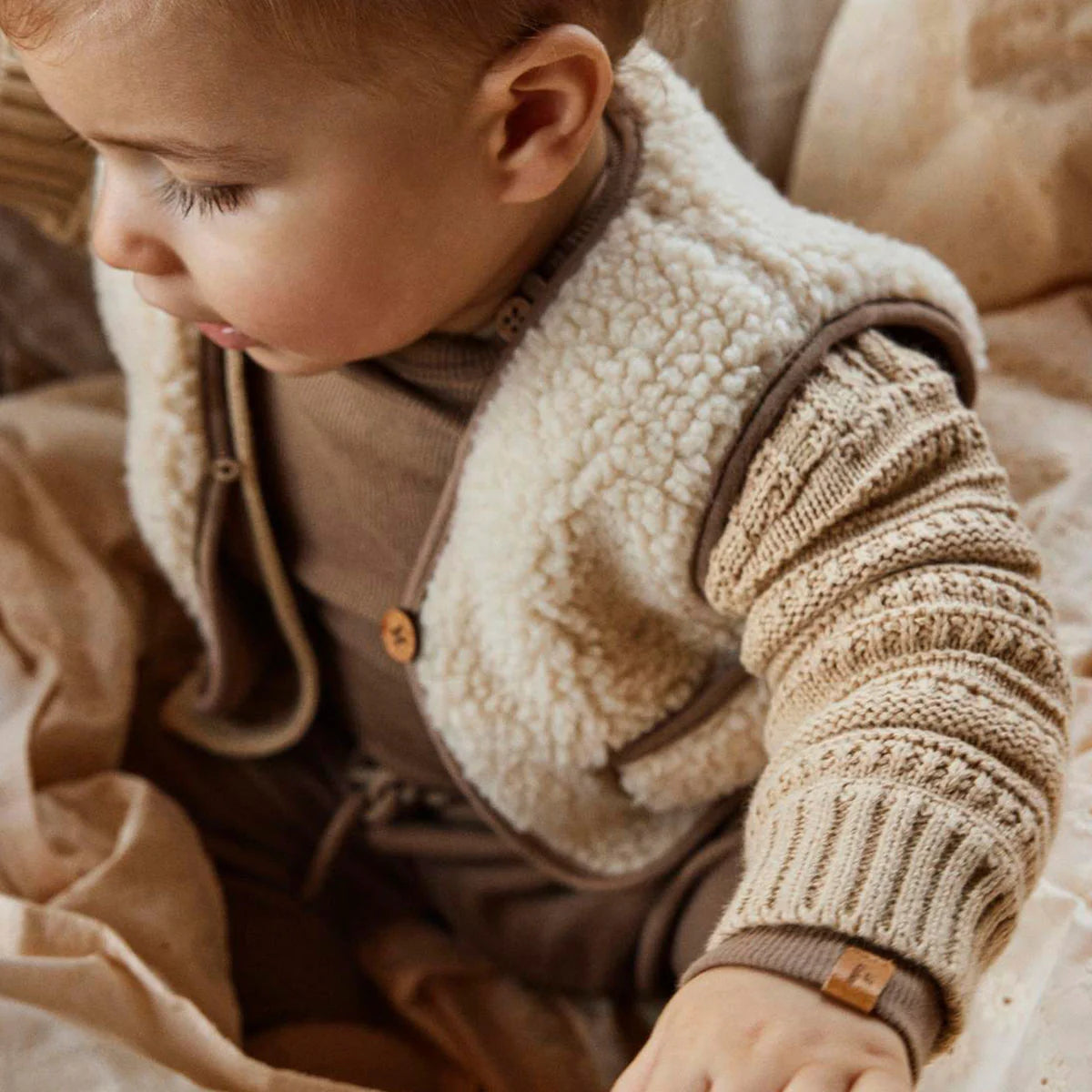 Lil Atelier Jono Sherpa Cardigan - Birch