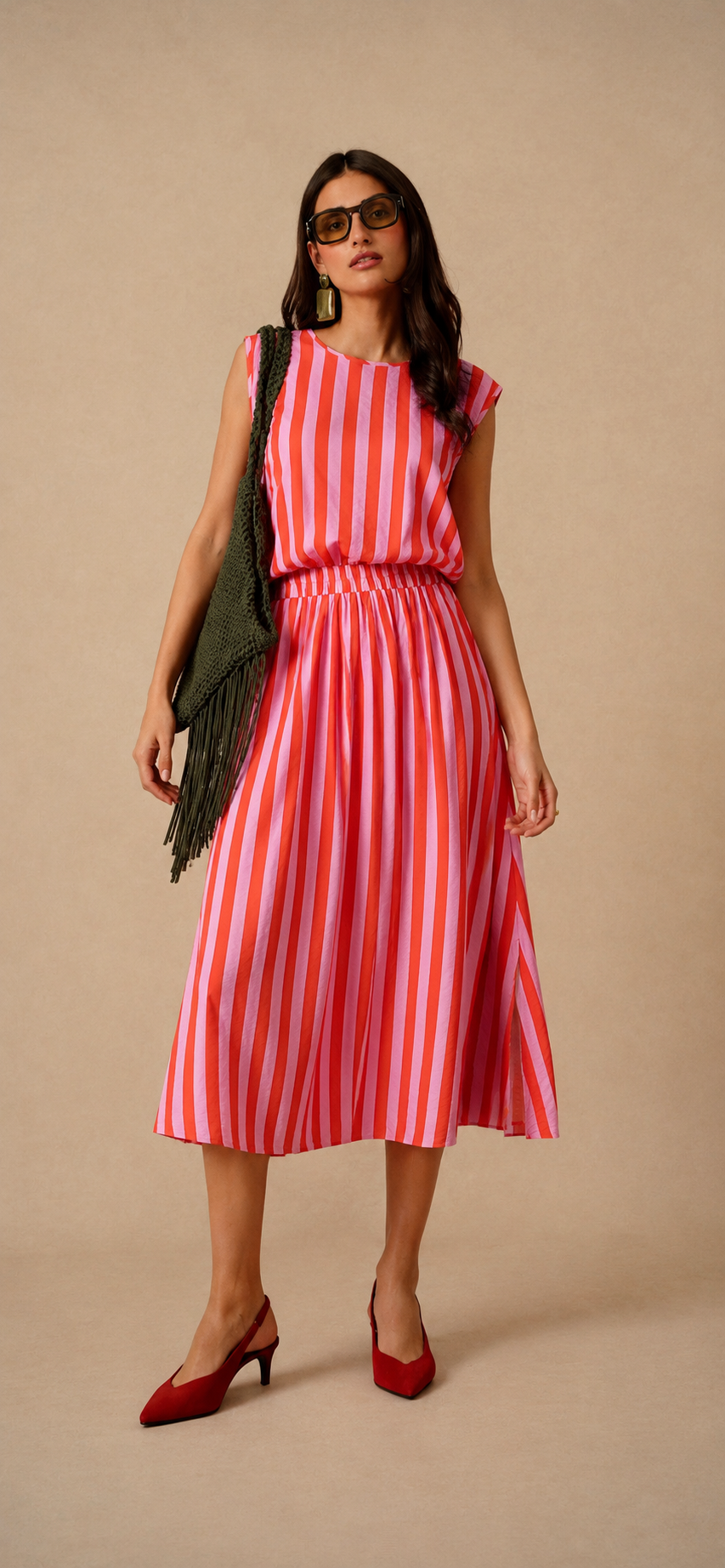 Charlotte pink & orange top and skirt co-ord