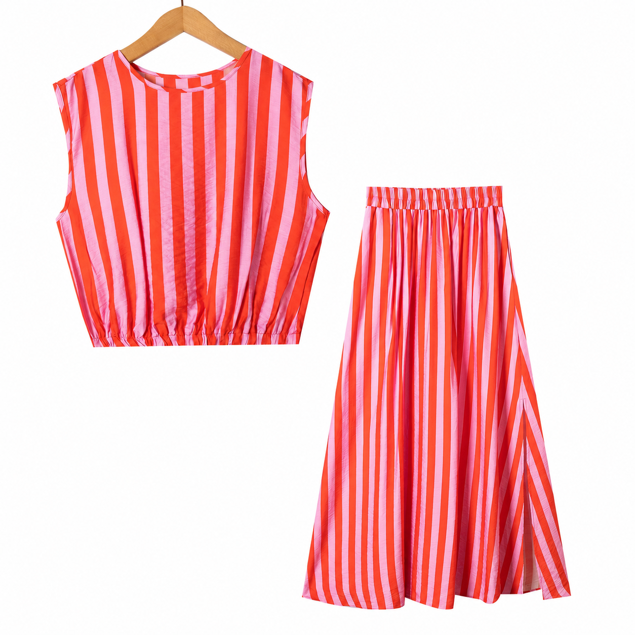 Charlotte pink & orange top and skirt co-ord