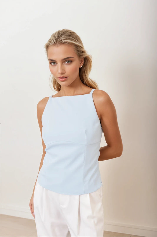 Anita bow back blue top