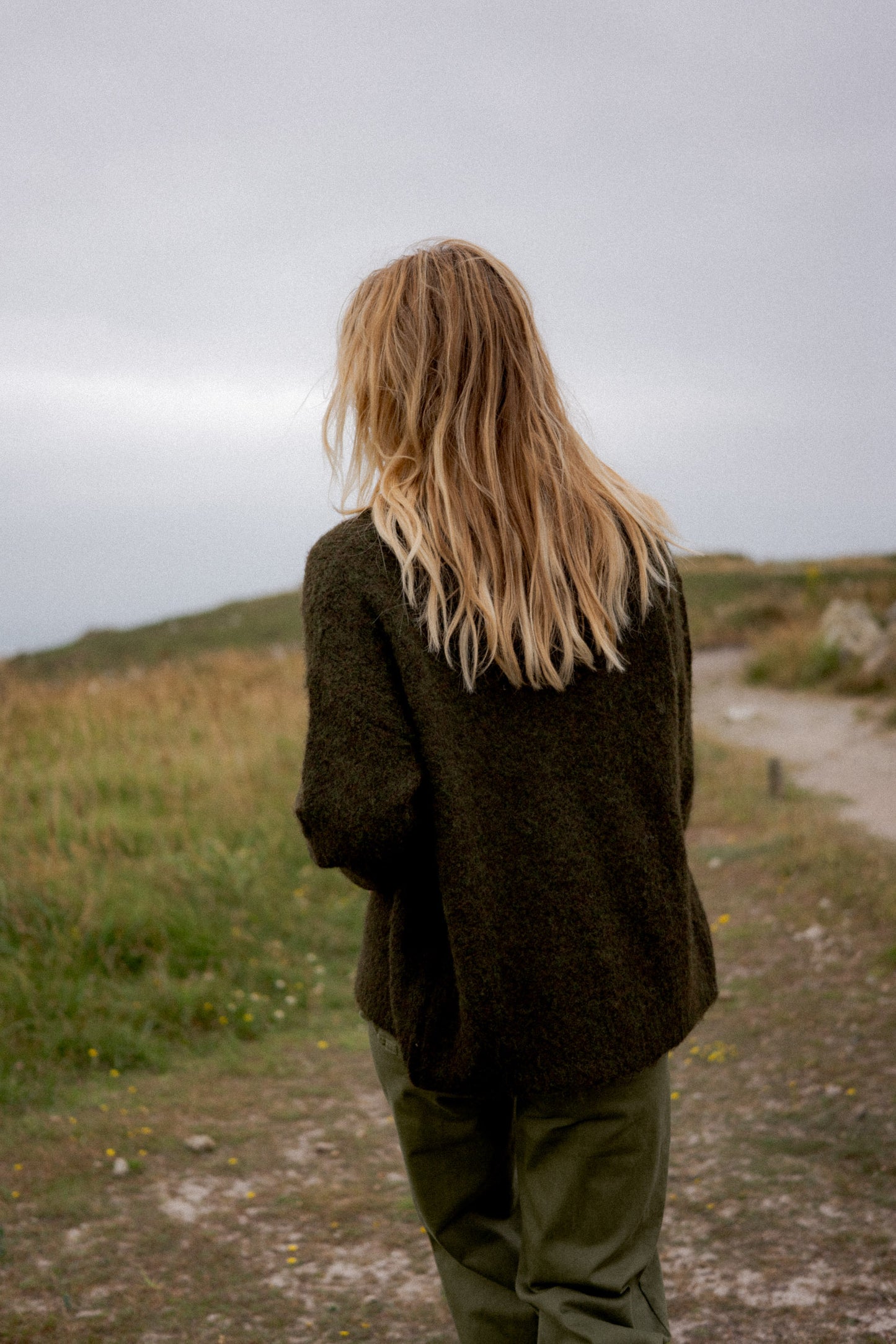 Tara green boucle zip cardigan