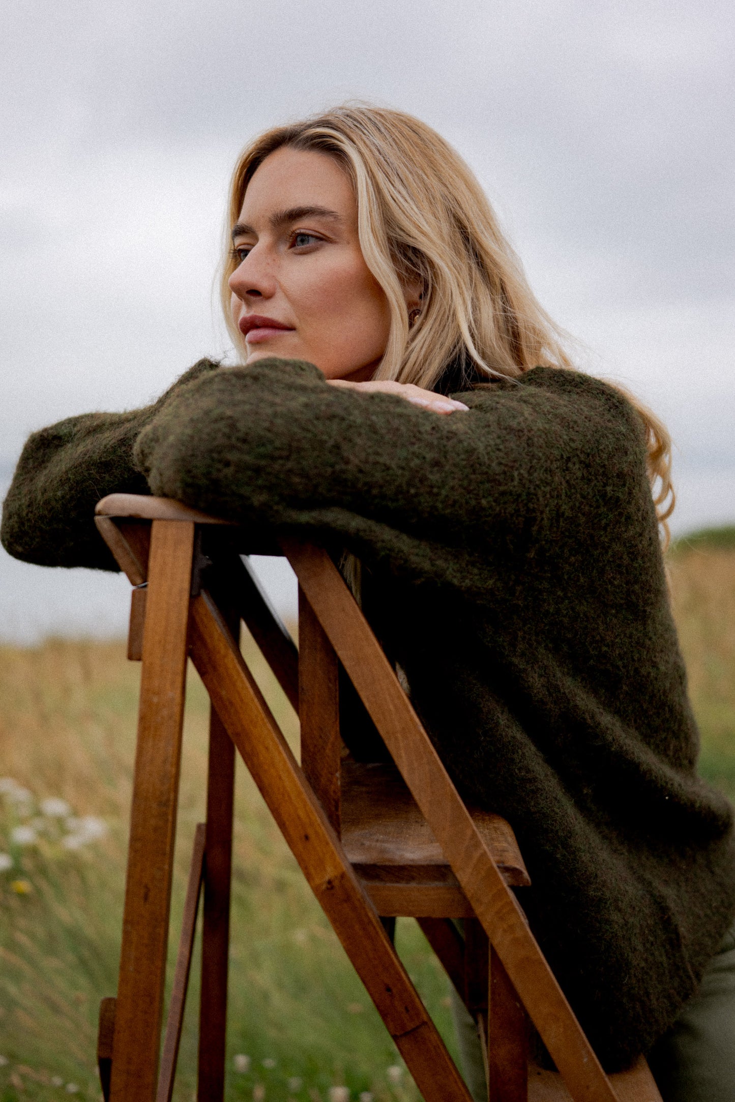 Tara green boucle zip cardigan