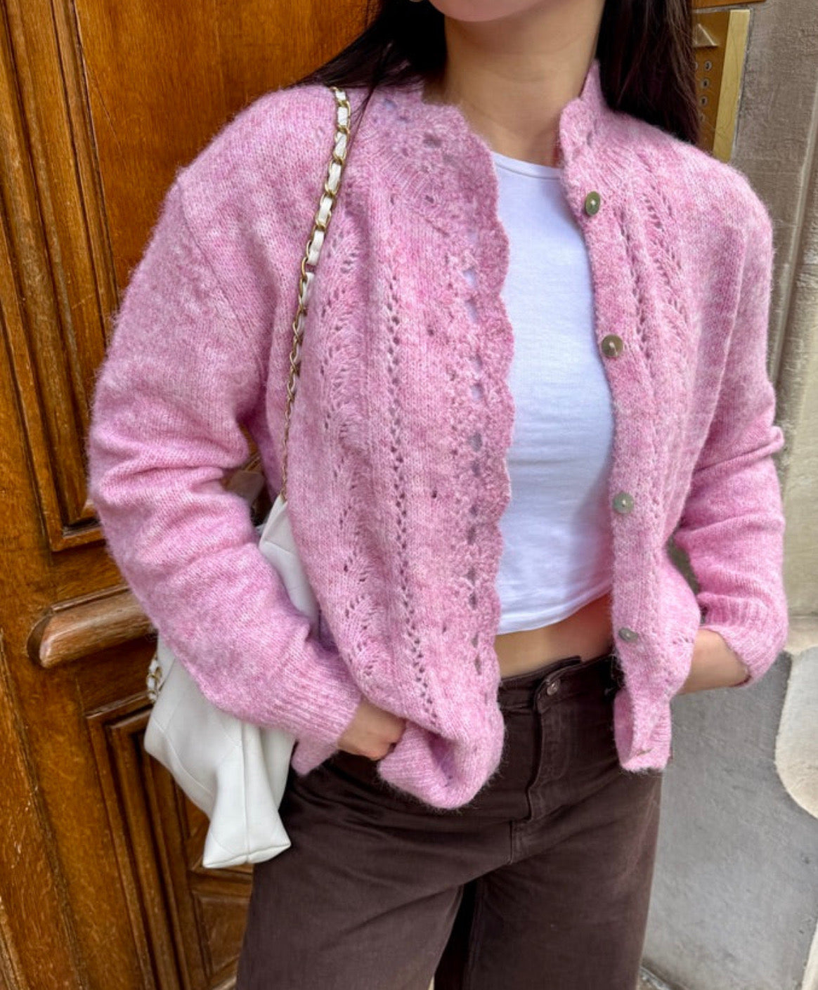 Sofia pink cut out cardigan