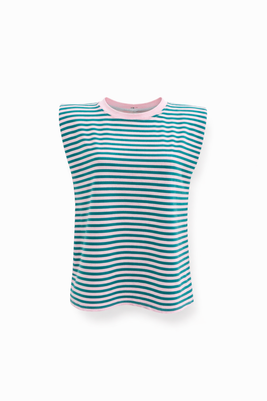 Poppy stripe sleeveless tshirt
