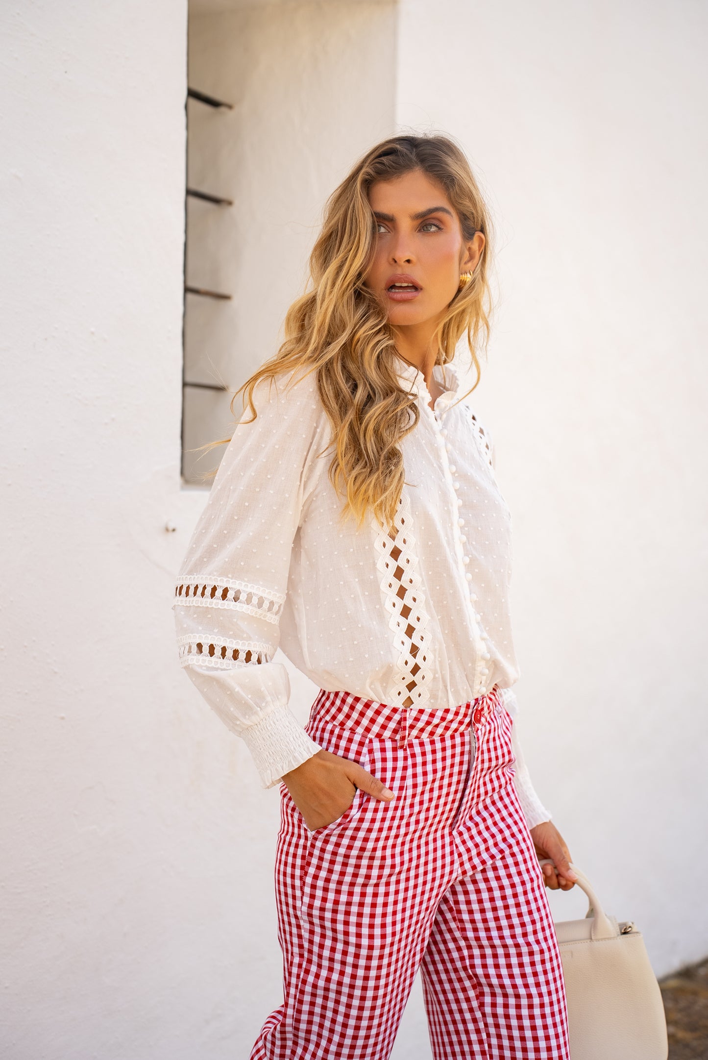 Penny red gingham trousers