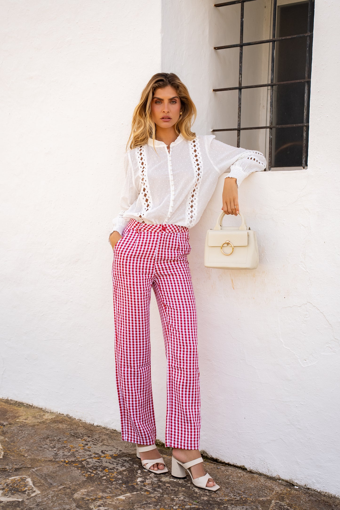 Penny red gingham trousers