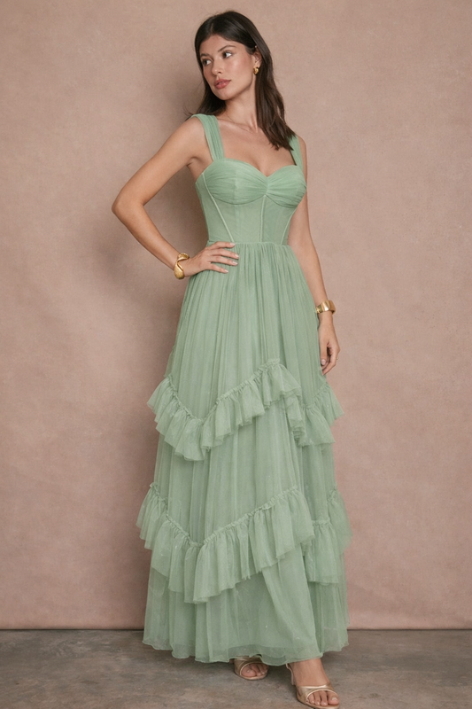 Willow sage green frill dress
