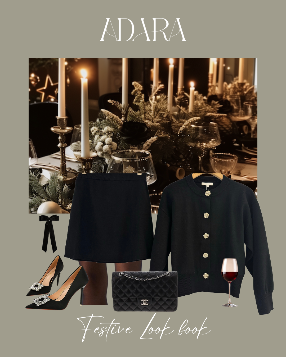 Preorder Julia black coord cardigan and skirt set