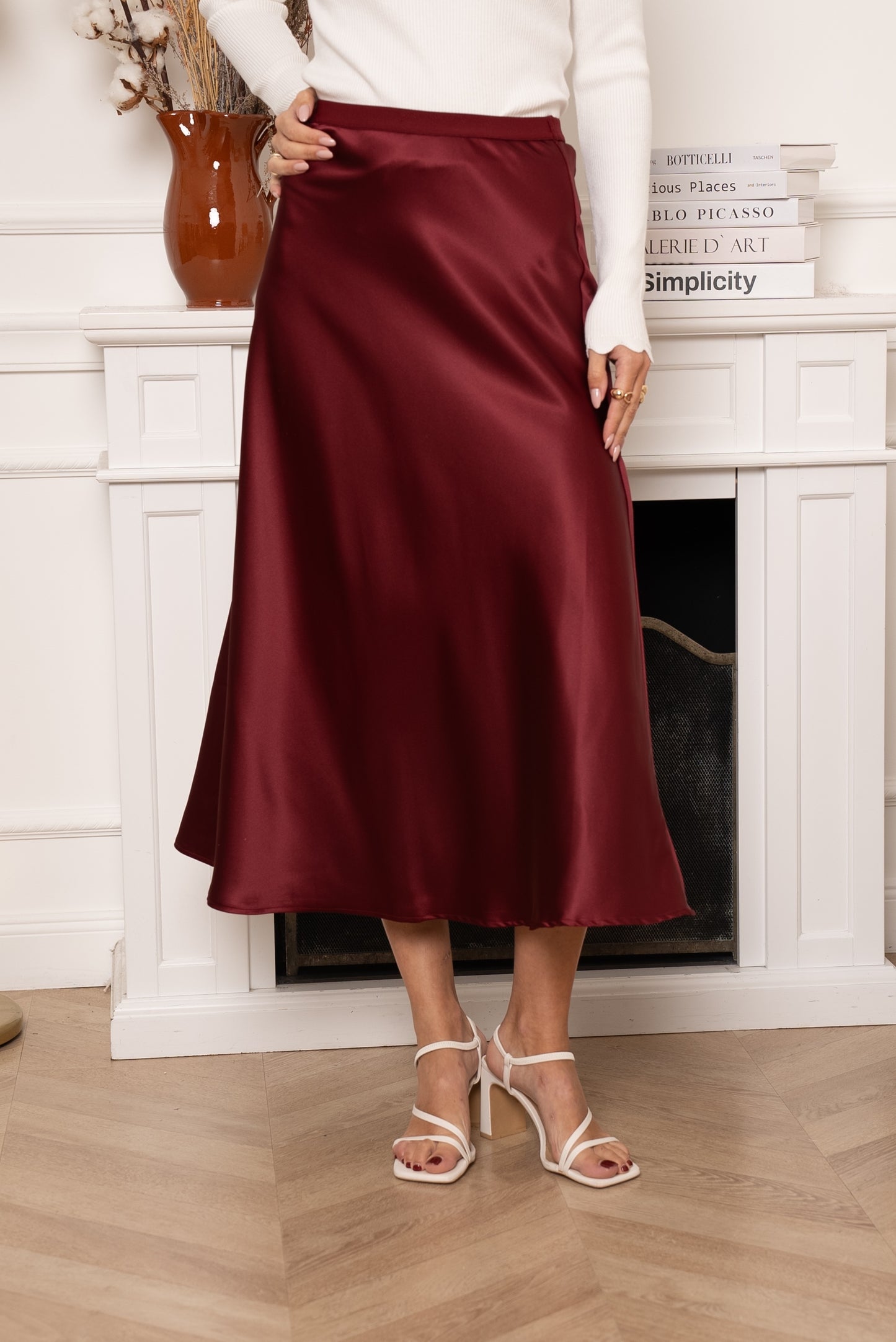 Preorder Bordeaux burgundy satin slip skirt