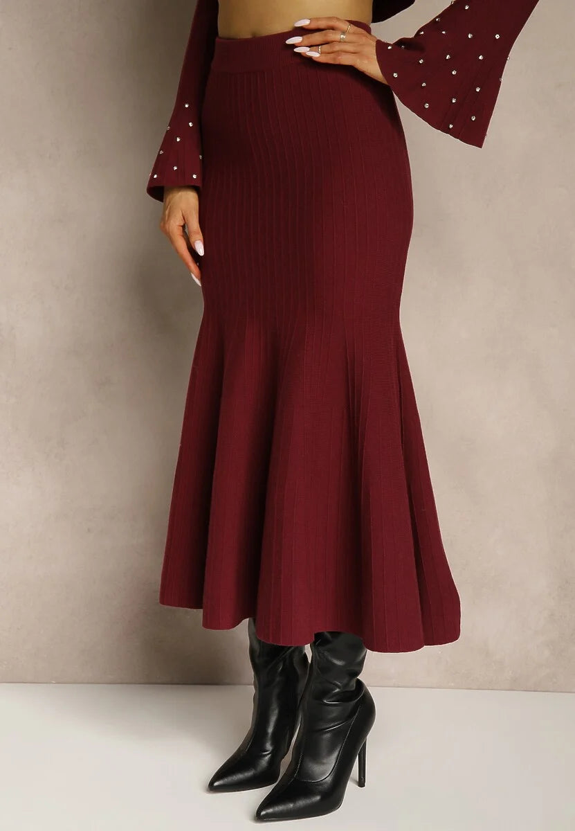 Sofia burgundy coord cardigan and skirt set