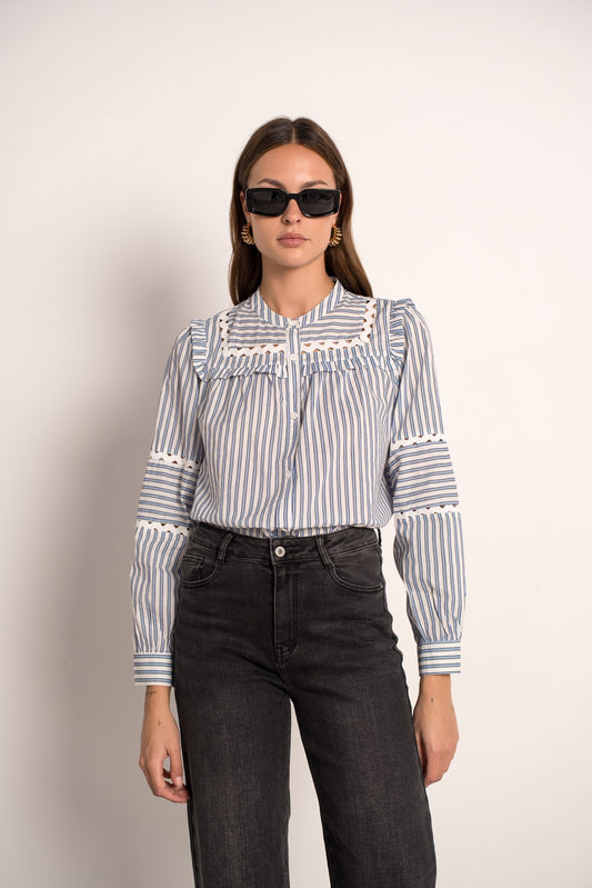 Lara blue striped blouse