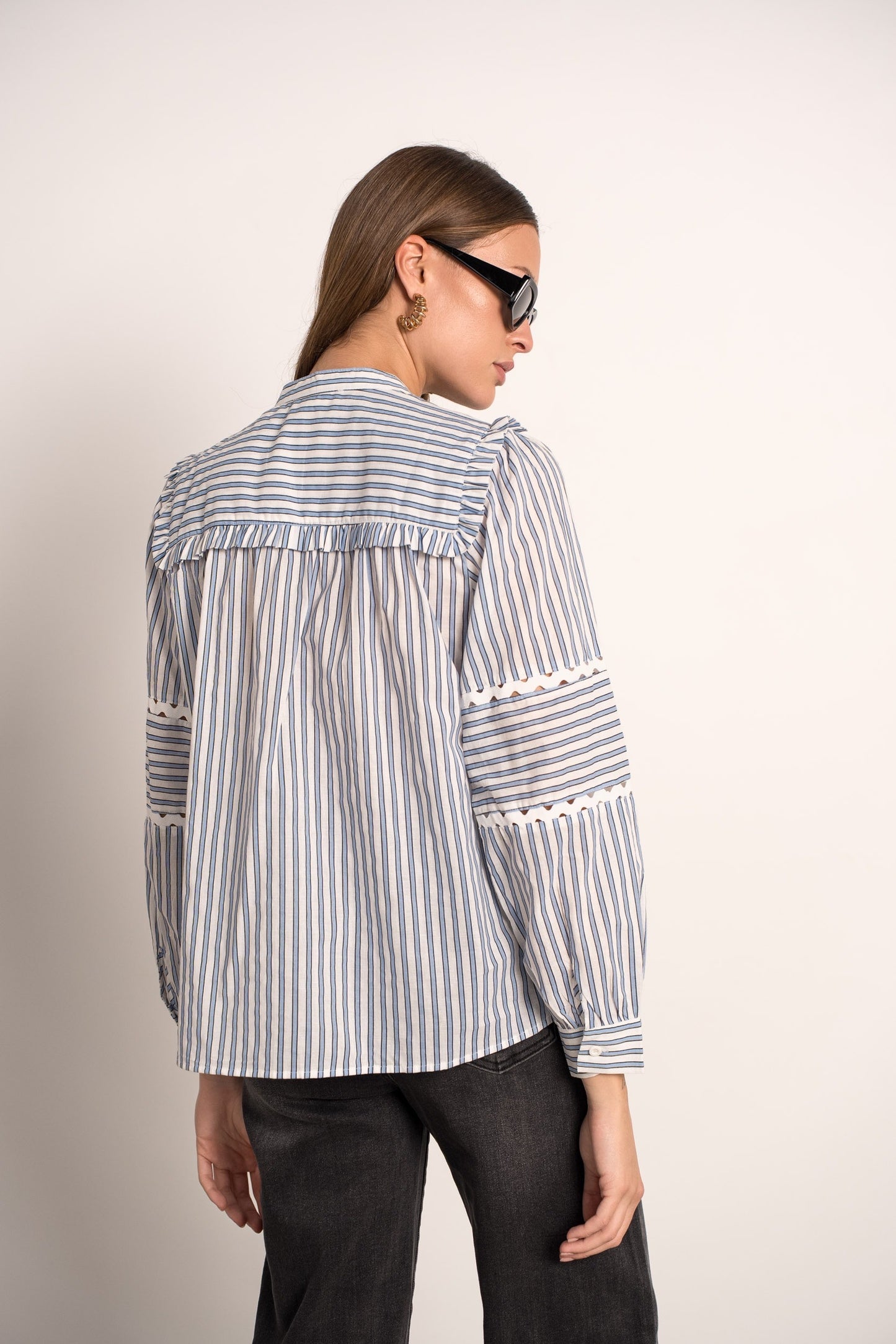 Lara blue striped blouse