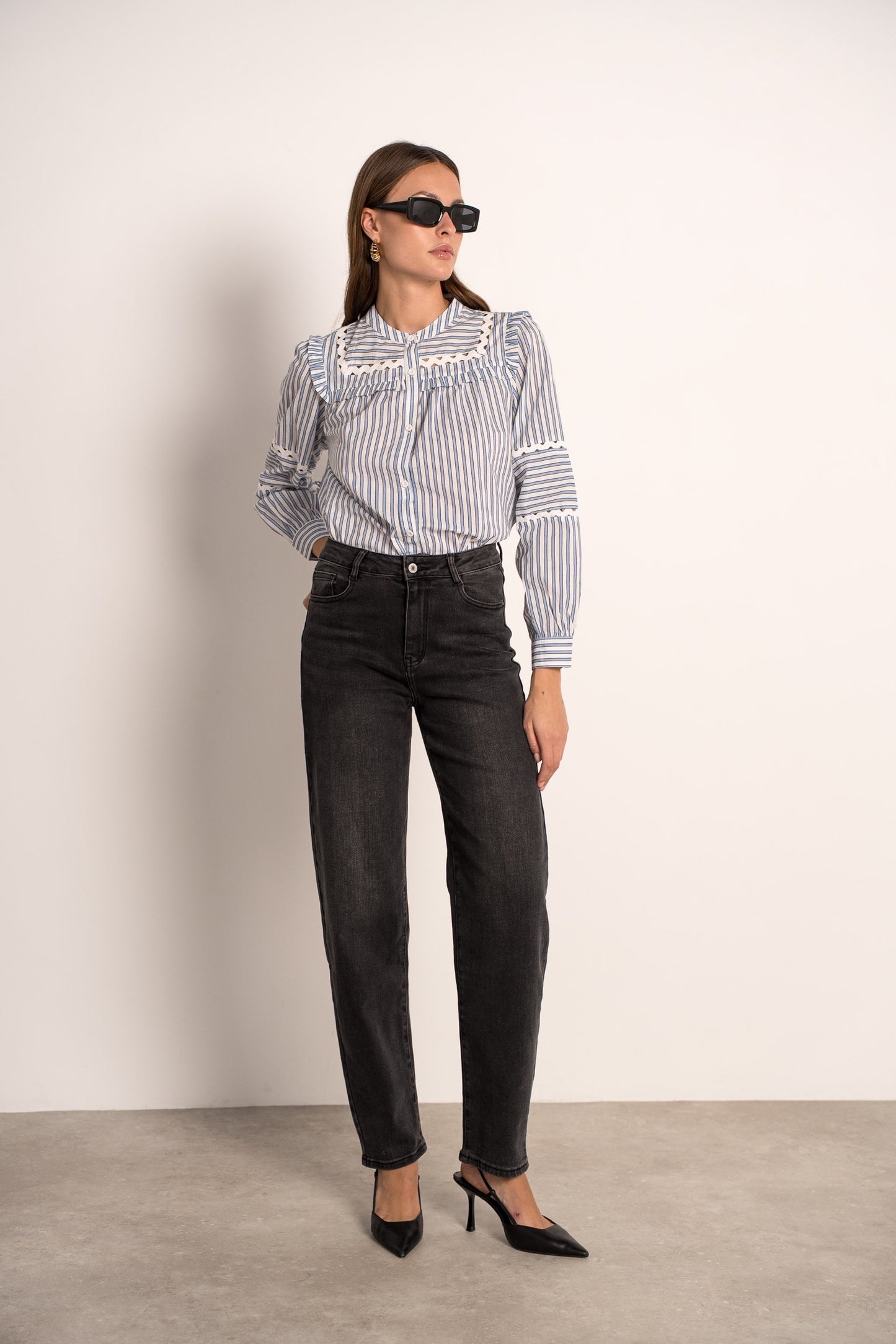 Lara blue striped blouse