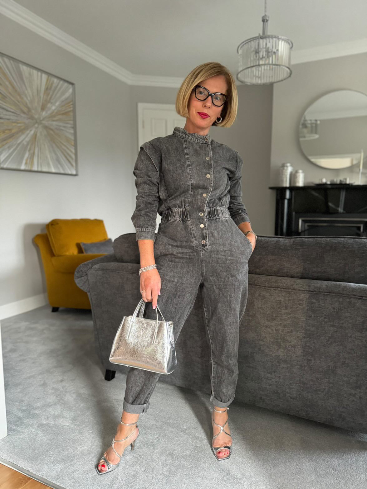 Zoë washed black denim jumpsuit