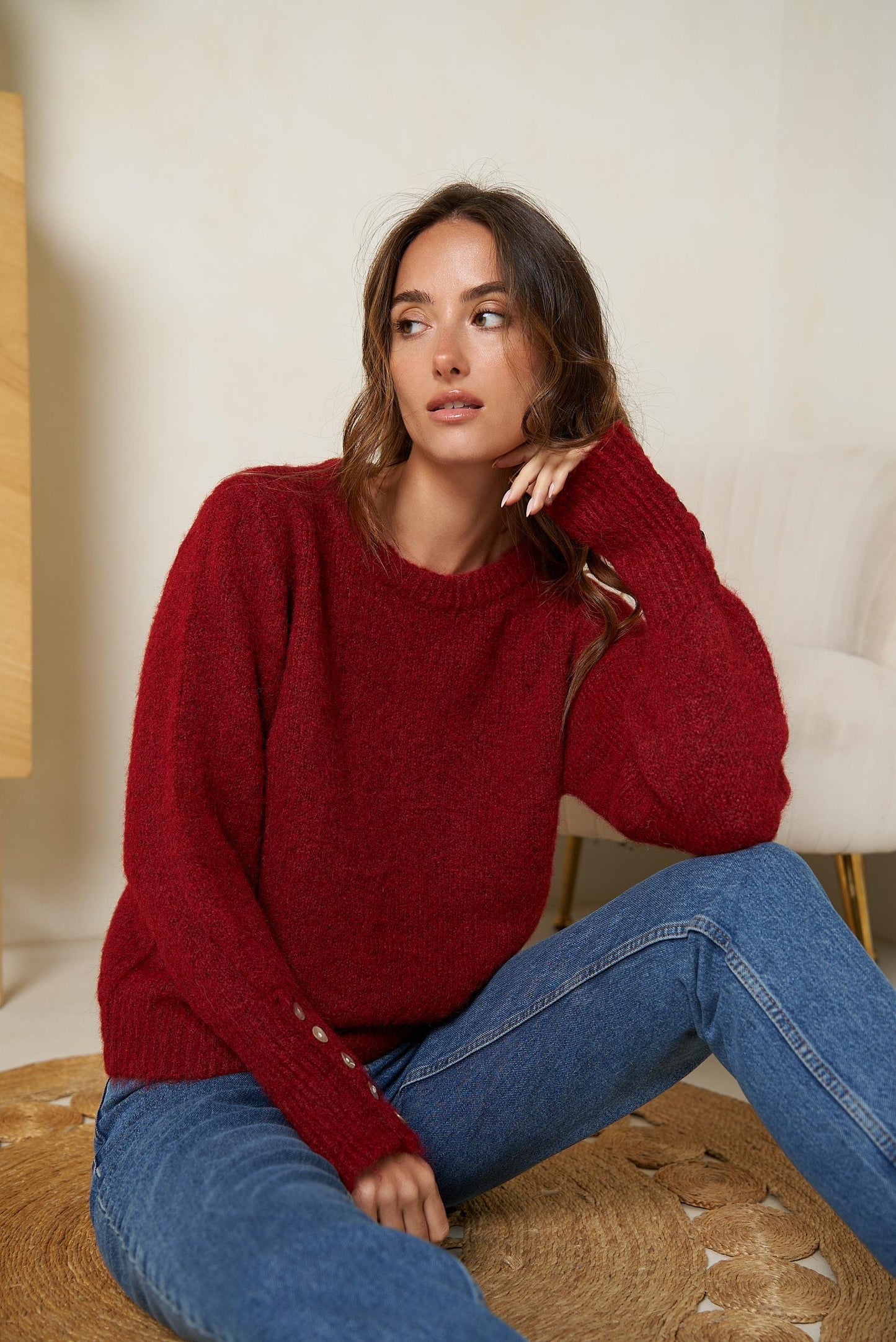 Preorder Bordeaux burgundy fluffy jumper