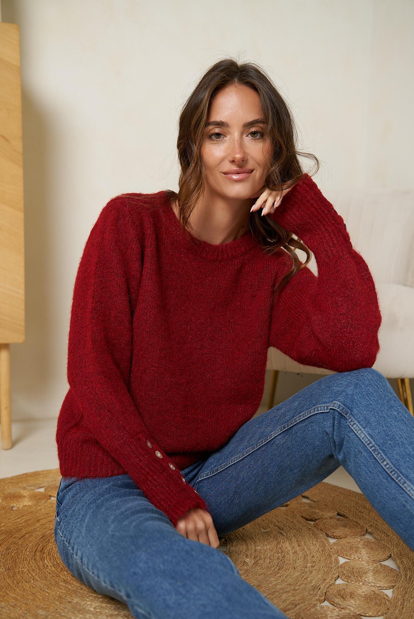 Preorder Bordeaux burgundy fluffy jumper