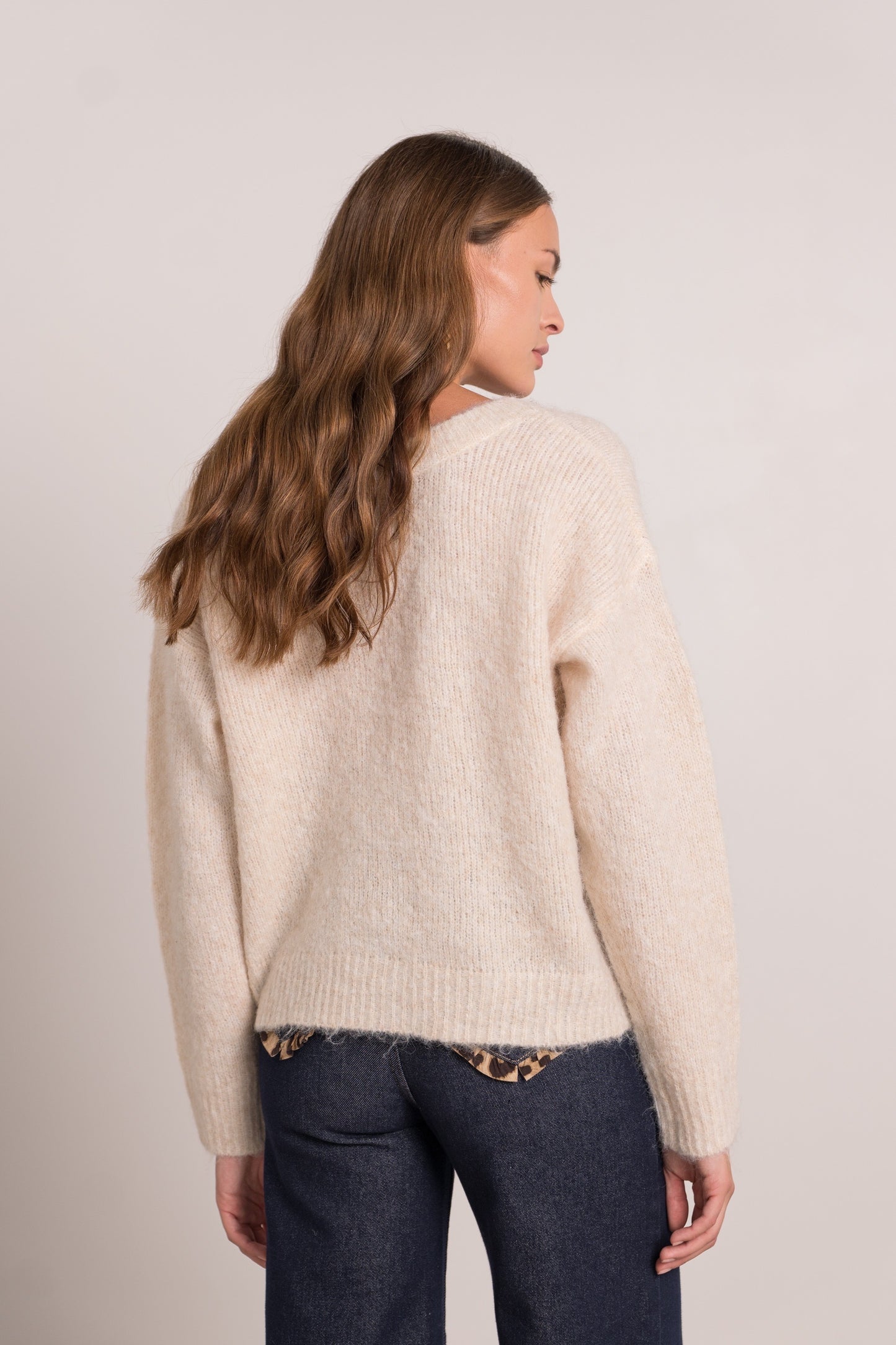 Luna Ivory button detailed cardigan