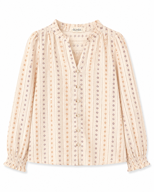 Eleanor beige floral blouse