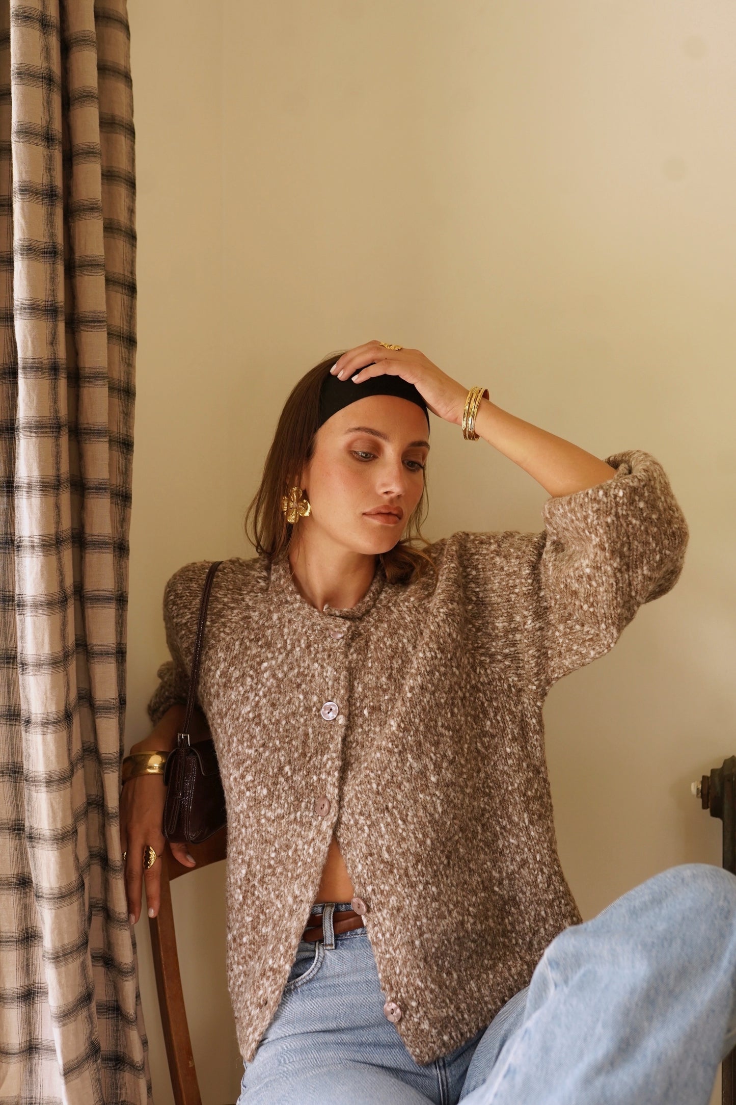 Ana coffee speckled cardigan