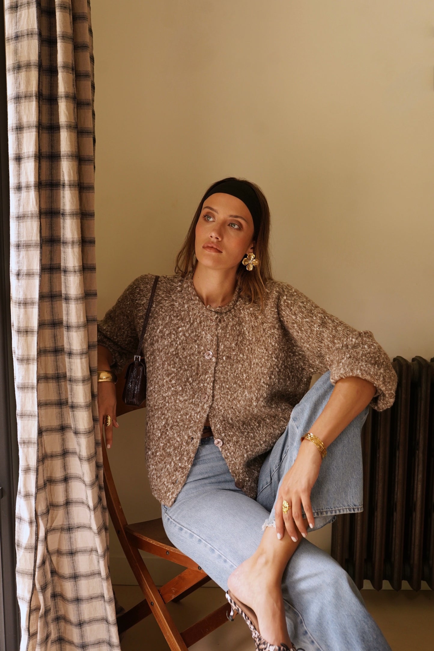 Ana coffee speckled cardigan